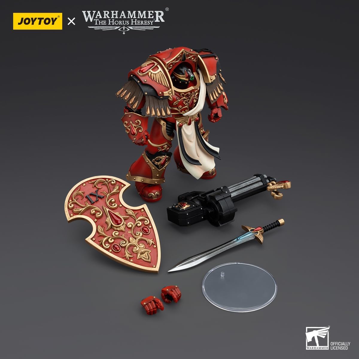 JOYTOY Warhammer Horus Heresy 1/18 Blood Angels Crimson Paladins Squad Crimson Paladin with Iliastus Assault Cannon Collectible 5.6in Action Figure