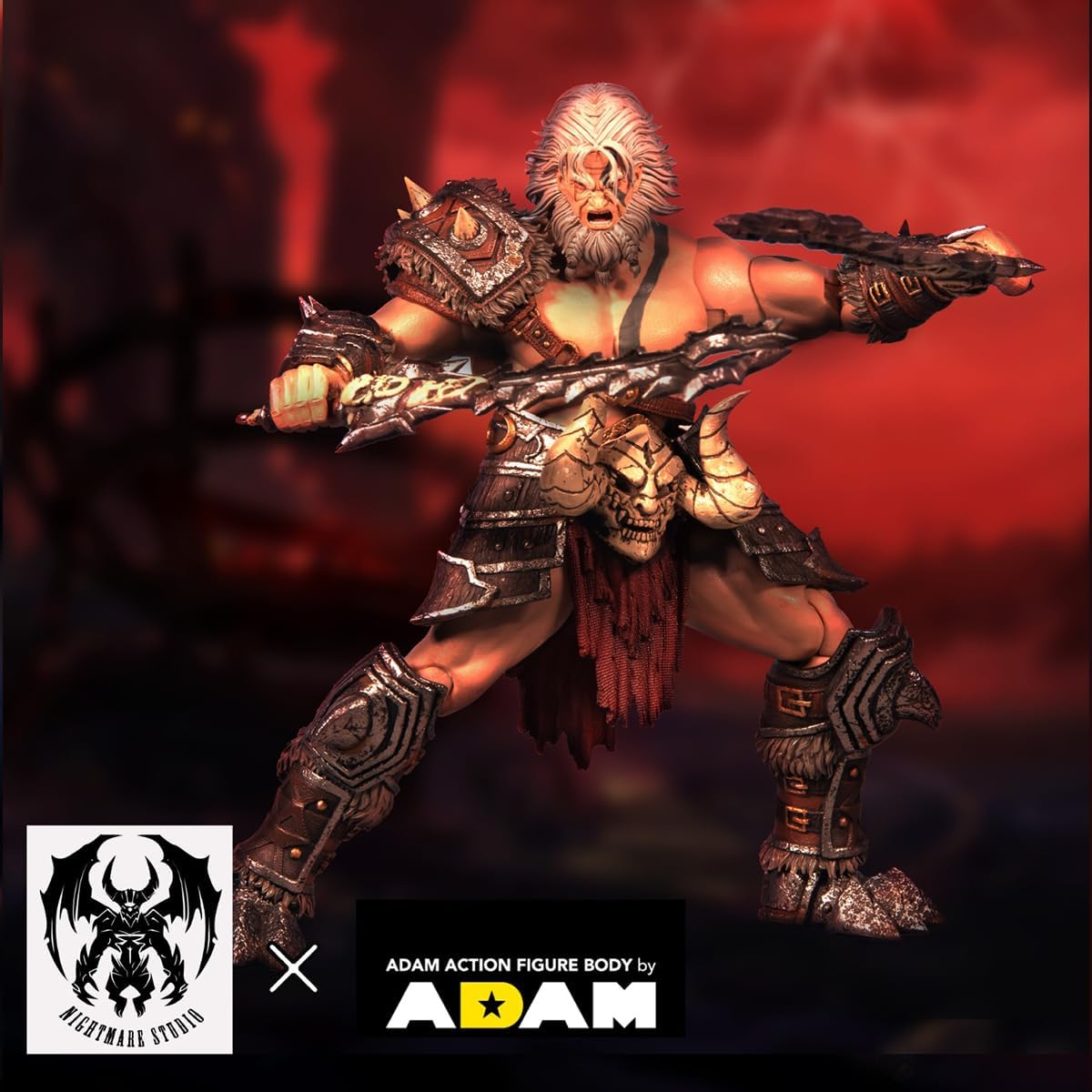 HiPlay Nightmare Studio Collectible Figure Full Set: Dark Protection, Barbarian Berserker, 1:12 Scale Miniature Male Action Figurine DF001