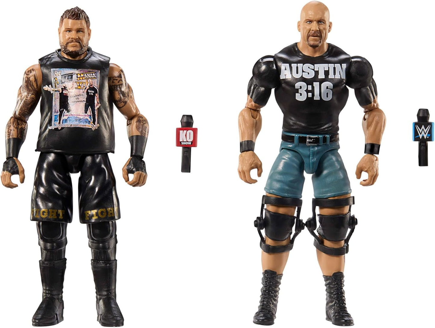Mattel WWE Main Event Championship Showdown 2-Pack Action Figures & Accessory, Series #20 “Stone Cold” Steve Austin vs Kevin Owens Collectible Set